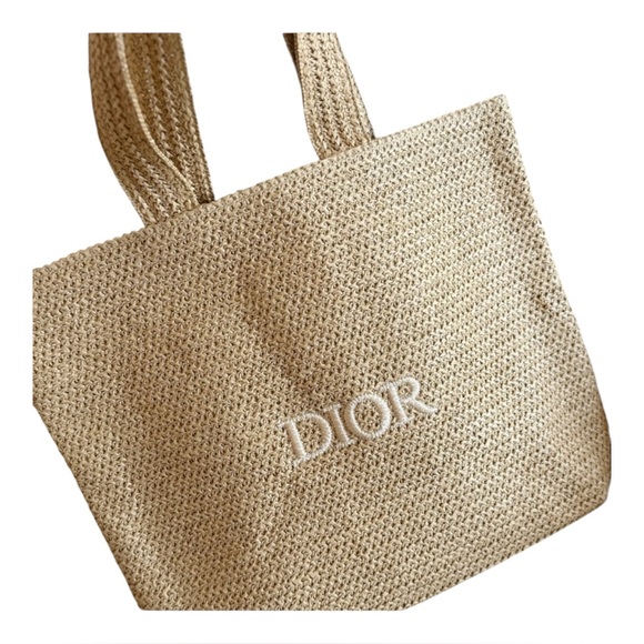 Dior Beauty Straw Tote Makeup Cosmetic BagX3 - Picture 3 of 10